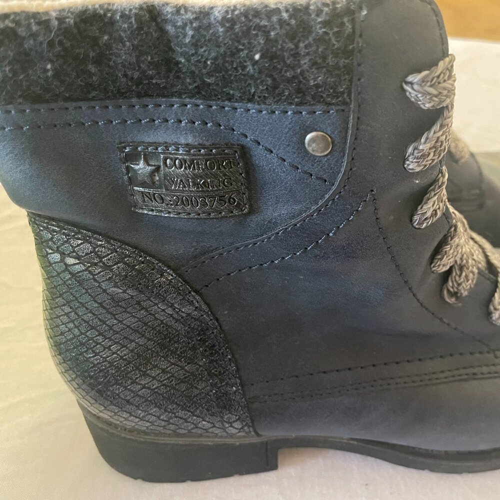 Comfort Walking Wide Ankle Boots EU 38 (US 7.5–8) Gray Fleece Lined